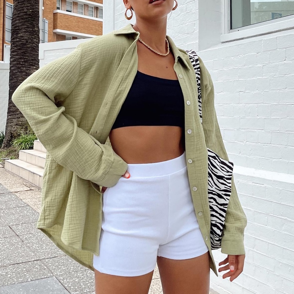 Princess Polly white biker shorts